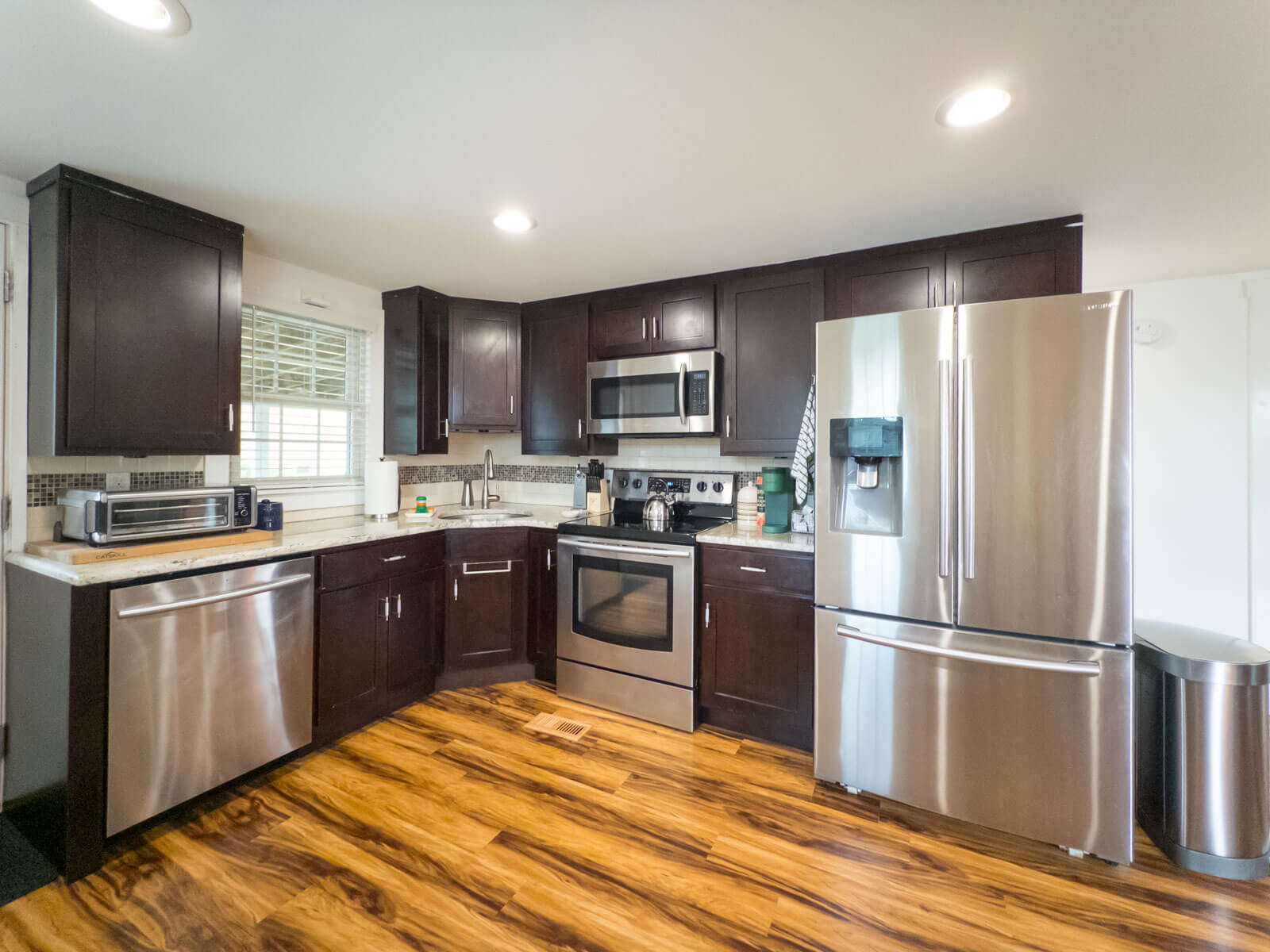 Wide view of the kitchen